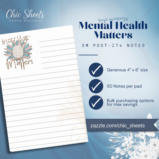 Boho Mental Health Matters linierte 3M Post-it® No Post-it Klebezettel (Von Creator hochgeladen)