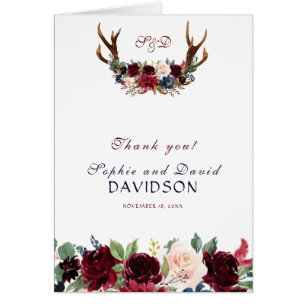 Boho Merlot Navy Blue Floral Antlers Vielen Dank