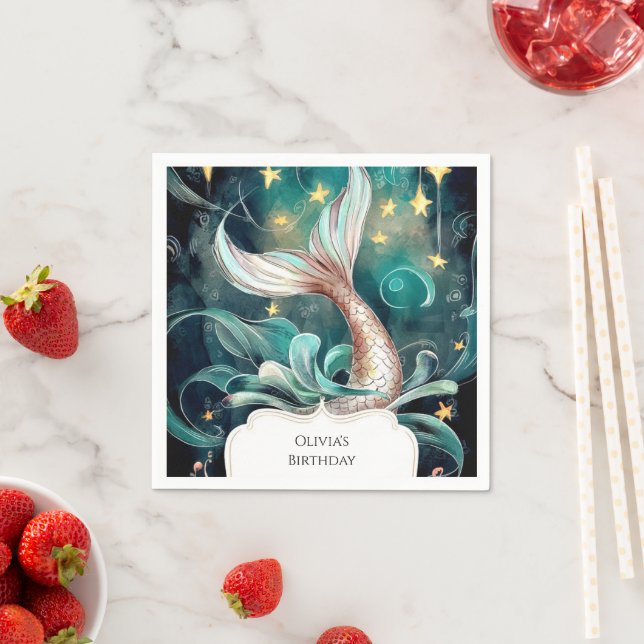 Boho Mermaid Birthday Serviette (Beispiel)