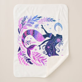 Boho Mermaid unter Meeresrosa und Lila Sherpadecke