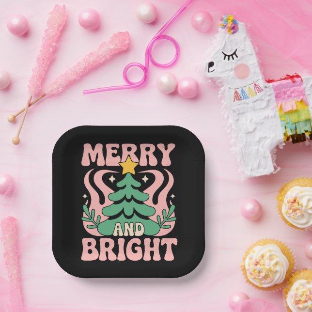 Boho Merry and Bright Personalisierte Florale Weih Pappteller (Party)