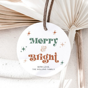 Boho Merry & Bright Christmas Tag Weihnachtsgesche Geschenkanhänger