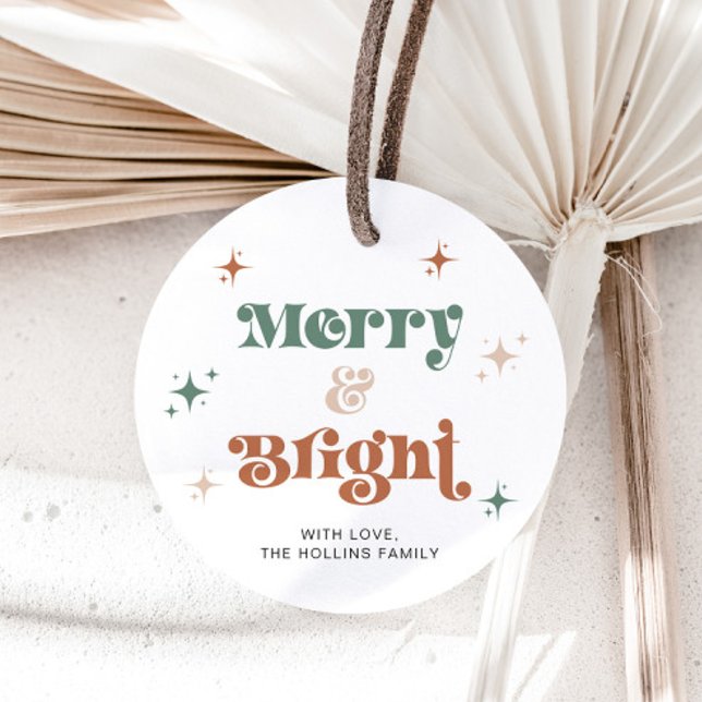 Boho Merry & Bright Christmas Tag Weihnachtsgesche Geschenkanhänger (Von Creator hochgeladen)
