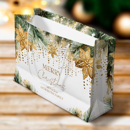 Boho Merry Christmas gold poinsettia Große Geschenktüte