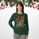 Boho Merry Christmas Retro Frau T-Shirt<br><div class="desc">Details,  Retroschriften und Blume machen ein niedliches Design zu Weihnachten. Das Shirt dieser Langschläferin ist auf Trend und wird Sie zum Lächeln bringen.</div>