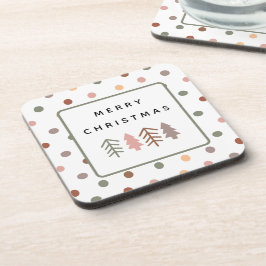 Boho Merry Christmas Trees and Dots Coaster Set Getränkeuntersetzer