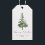 Boho Merry Christmas Watercolor Tree Geschenkanhänger<br><div class="desc">Einfache und wunderschöne Weihnachtsgeschenktafel mit einem Aquarellweihbaum und frohen Weihnachten in einem eleganten Kalligraphie-Schriftart. Personalisieren Sie und personalisieren Sie mit Ihrem Namen und Jahr.</div>