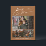 Boho Merry Christmas White Script 3 Foto Collage Feiertagskarte<br><div class="desc">Boho Frory weiße Script 3 Foto Collage mit eleganter handgeschriebener Typografie und 3 Fotos auf der Vorderseite. Die Rückseite hat ein Single-Foto. Klicken Sie auf die Schaltfläche Bearbeiten,  um dieses Design anzupassen.</div>