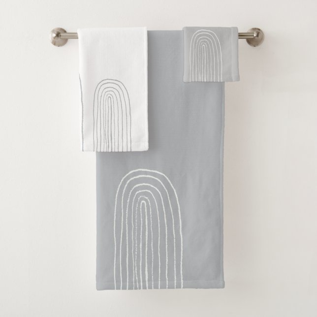 Boho-Mid-Century-Chic-Regenbogen Badhandtuch Set (Insitu)