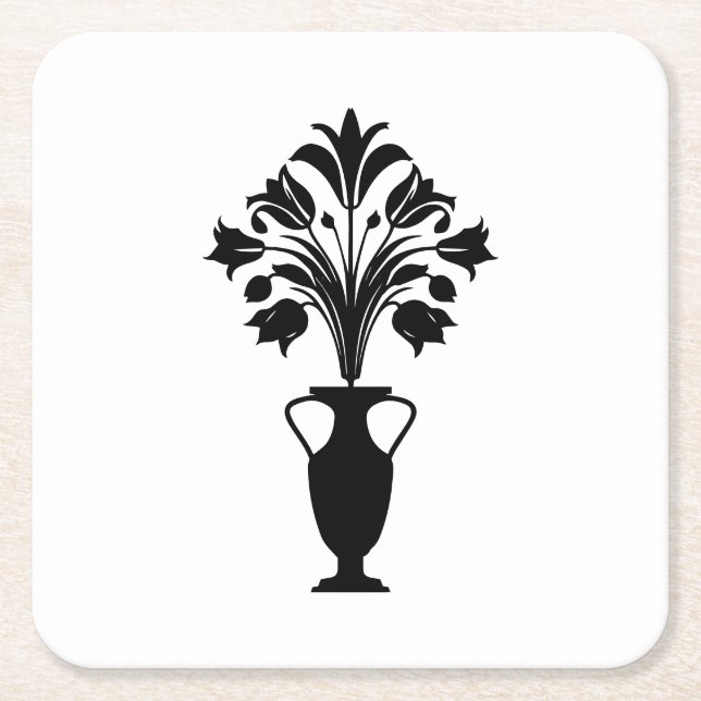 Boho Mid Century Flower Pot Rechteckiger Pappuntersetzer (Vorderseite)