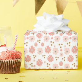 Boho Minimal handgemalt Daisies Pink Muster Geschenkpapier