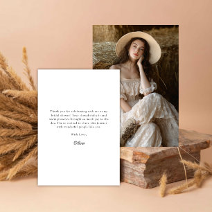 Boho Minimal Modernes Brautparty Foto Dankeskarte