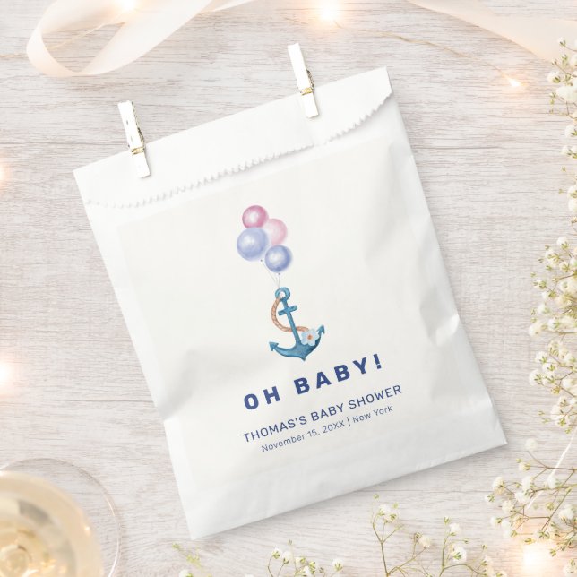 Boho Minimal Nautical Anchor Balloon Babydusche Geschenktütchen (Ausgeschnitten)
