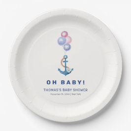 Boho Minimal Nautical Anchor Balloon Babydusche Pappteller