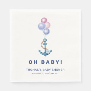 Boho Minimal Nautical Anchor Balloon Babydusche Serviette