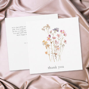 Boho-Minimal-Press-Wildblumen-Botanische-Hochzeit Dankeskarte