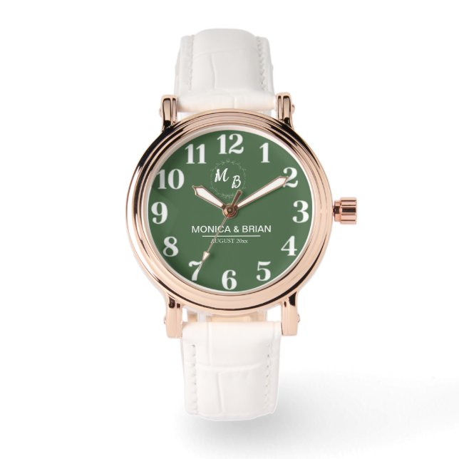 Boho minimal simple Floral Monogram Armbanduhr (Vorderseite)