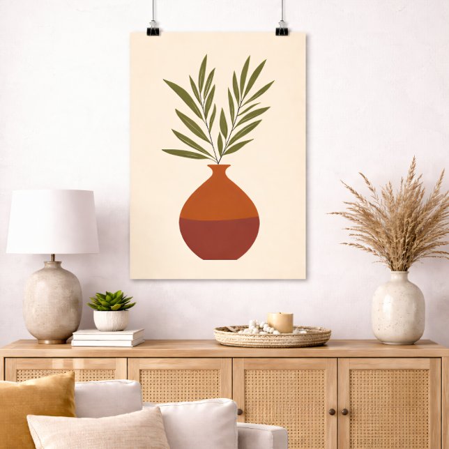 Boho Minimal Vase Botanical Neutral Terracotta Poster (Von Creator hochgeladen)