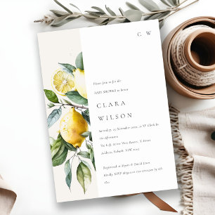Boho Minimal Yellow Lemon Garden Baby Dusche Einladung