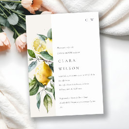 Boho Minimal Yellow Lemon Garden Brautparty Einladung