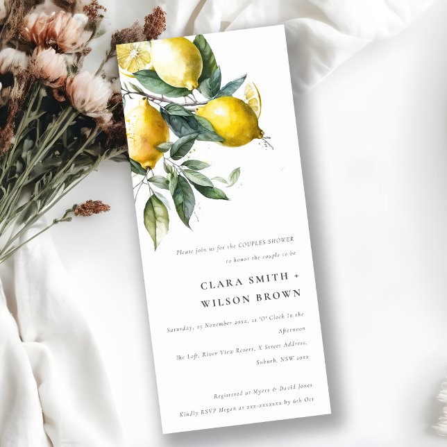 Boho Minimal Yellow Lemon Garden Couples Dusche Einladung (Von Creator hochgeladen)