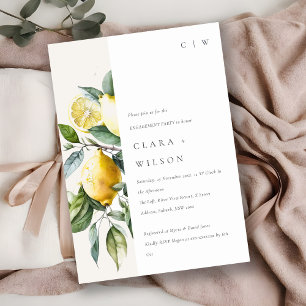 Boho Minimal Yellow Lemon Garden Verlobung Einladung