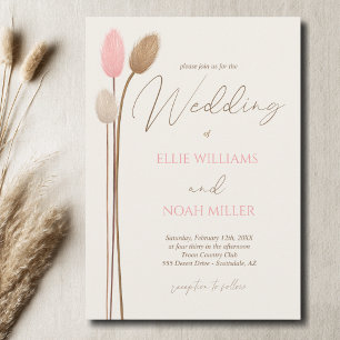 Boho-Minimalismus-Pampasgras-Hochzeit Einladung
