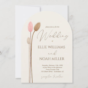 Boho-Minimalismus-Pampasgras-Hochzeit Einladung