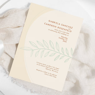 Boho-Minimalist Beige Botanische Hochzeit Einladung