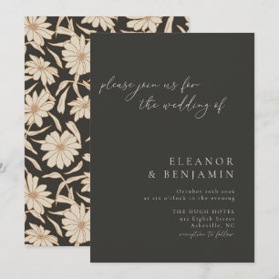 Boho-Minimalist Botanical Schwarz und Elfenbein-Ho Einladung