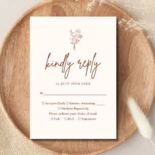 Boho-Minimalist Botanicals Terrakotta-Hochzeit RSVP Karte