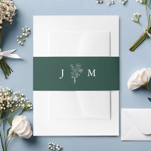 Boho-Minimalist Botanik Smaragd-Hochzeit Einladungsbanderole