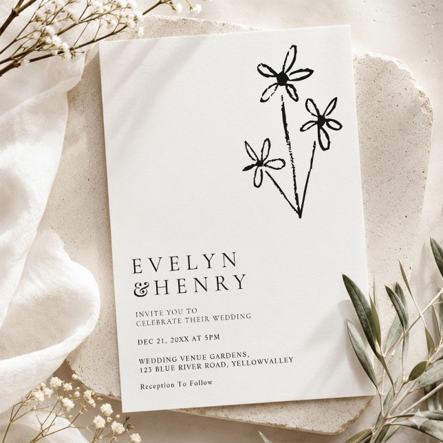 Boho-Minimalist Elegantes Chic-Hochzeit Einladung (Von Creator hochgeladen)