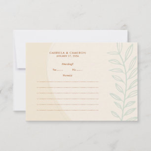 Boho-Minimalist-Erdfarbene Hochzeitsantwortkarte RSVP Karte