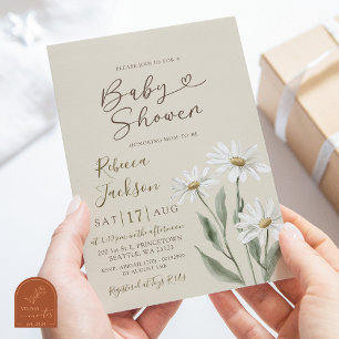 Boho-Minimalist-Gänseblümchen-Wildblumen-Baby-Part Einladung