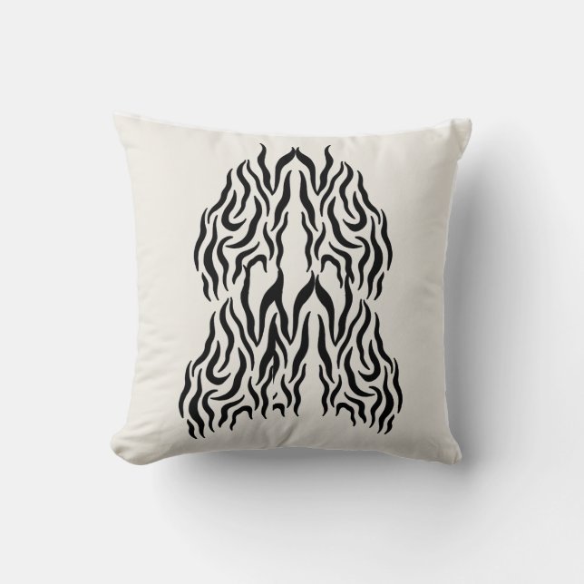 Boho Minimalist Line Art Pillow – 16x16 Modern Dec Kissen (Vorderseite)