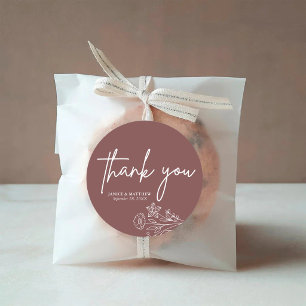 Boho-Minimalist-Mauve-Dankeschön-Hochzeitsgeschenk Runder Aufkleber