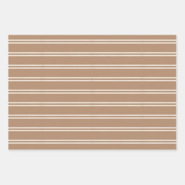 Boho Minimalist Modern Brown Gender Neutral Stripe Geschenkpapier Set