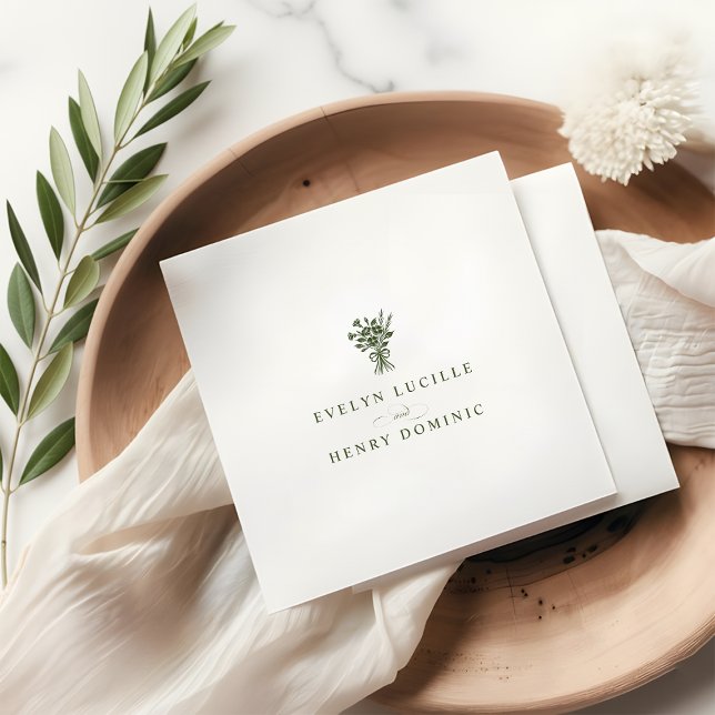 Boho-Minimalist Oliven-Grüne Hochzeitsfeier Serviette (Von Creator hochgeladen)