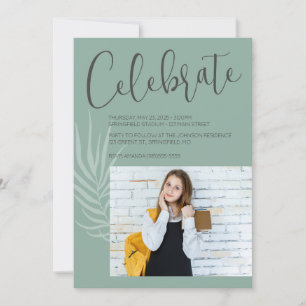 Boho-Minimalist Sage-Grün Abschluss Einladung