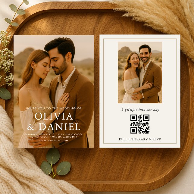 Boho Minimalist Simple Photo Wedding Einladung (Von Creator hochgeladen)