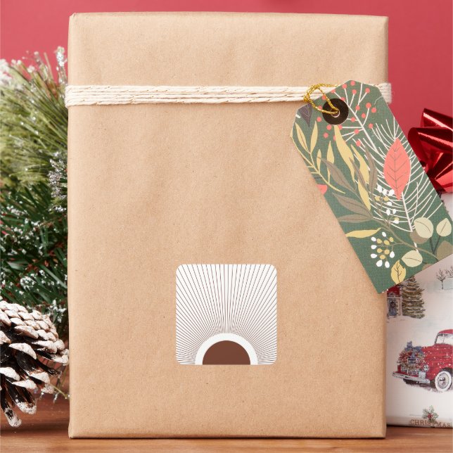 Boho Minimalist Sun Quadratischer Aufkleber (Feiertag)