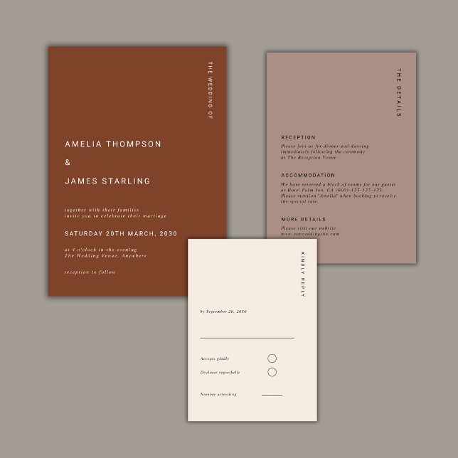 Boho Minimalist Terracotta Fall Simple Wedding Einladung (Von Creator hochgeladen)