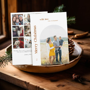 Boho-Minimalist Vintage-Foto Weihnachtsfamilie Feiertagskarte
