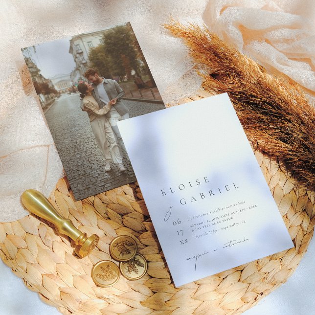 Boho Minimalista Invitación de Boda con Foto Einladung (Von Creator hochgeladen)