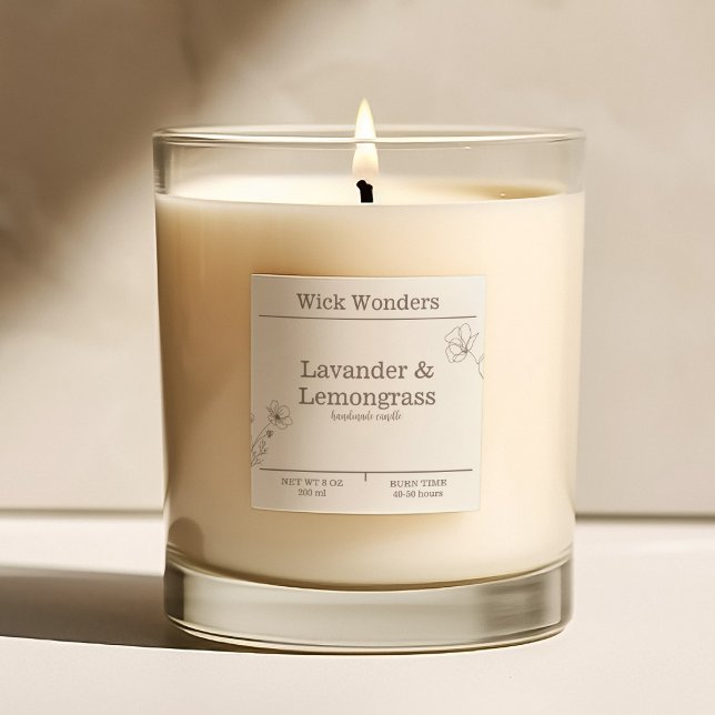 Boho Minimalistic Candle Making Label Quadratischer Aufkleber (Von Creator hochgeladen)