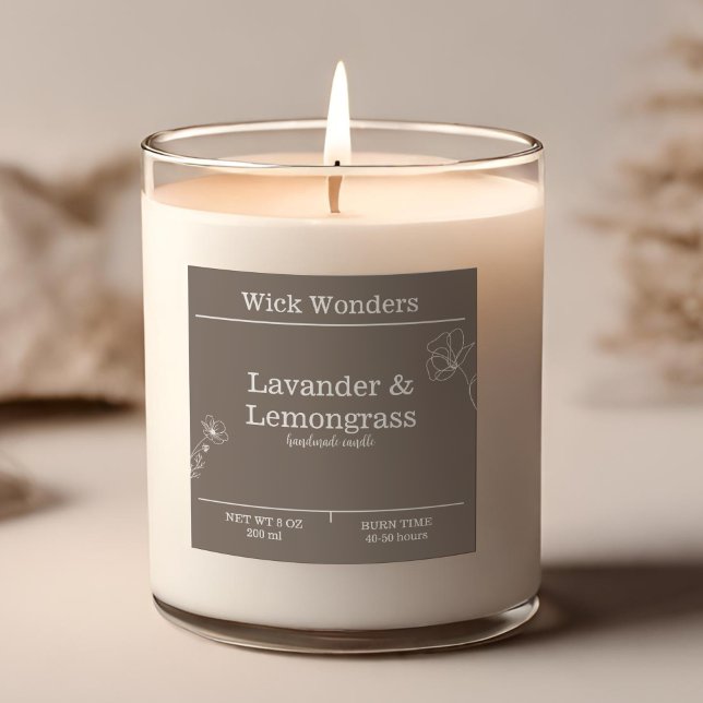 Boho Minimalistic Candle Making Label Quadratischer Aufkleber (Von Creator hochgeladen)