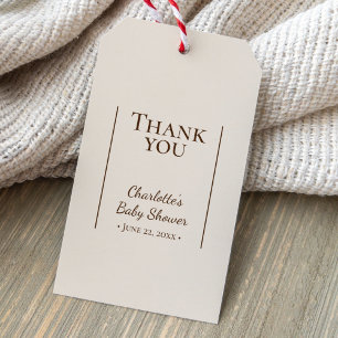 Boho Minimalistisch Beige Babydusche Vielen Dank Geschenkanhänger