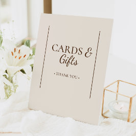 Boho Minimalistisch Beige Babyduschkarten und Gesc Sockelschild