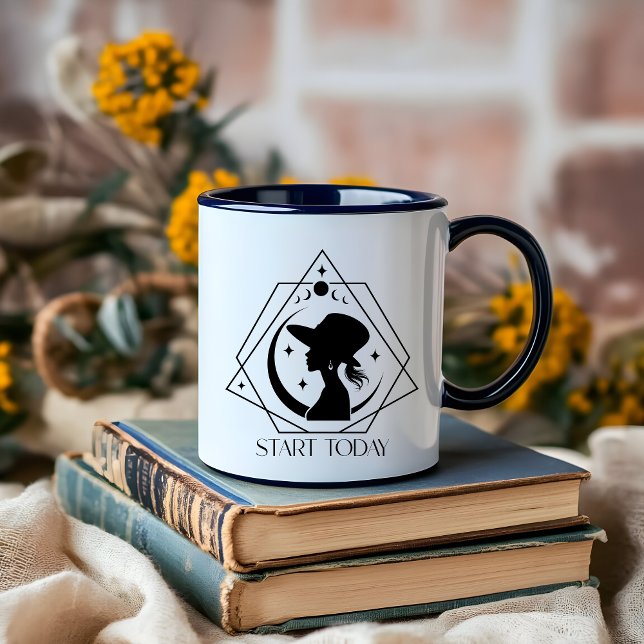 Boho Minimalistisch Black and White Lady Boss Tasse (start today lady boss mug)